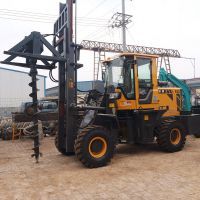 宁夏植树打坑机合金钻尖 高效施工利器与深度6米越野叉车打桩机建筑工地实景解析